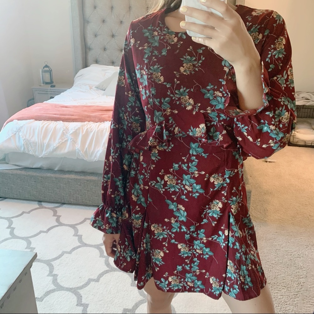 NWT Showpo Wine Floral Dress